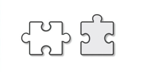 Two outlined puzzle pieces, one white, one light gray