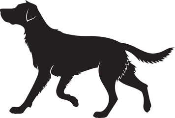 Black silhouette of a Labrador Retriever dog walking