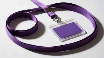 mockup purple lanyard with blank purple badge
