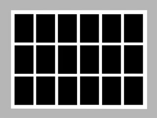 Blank photo frame design, sixteen photo frame vector collage template layout