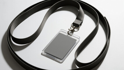 mockup A grey lanyard with a blank grey badge