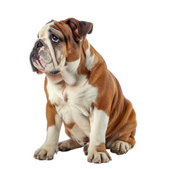 Obraz premium Adorable Bulldog Sitting in Studio Against White Background