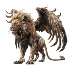 Fototapeta premium Majestic Mythical Creature with Lion and Bird Features in Detail