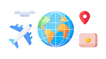 Travel the world with plane and globe for international tourism and vacation planning destination adventure