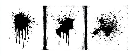 Three ink splatter patterns