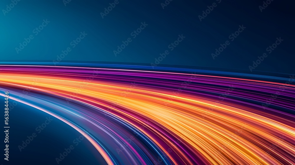 Poster the image showcases a captivating abstract design featuring vibrant, stylized light trails in a spec