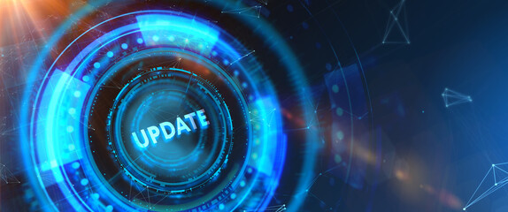 Business, Technology, Internet and network concept. Update software computer program upgrade. 3d illustration