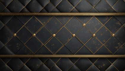 Dark, quilted panel with gold accents