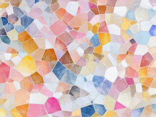 Abstract mosaic pattern of irregular, colorful, polygonal tiles