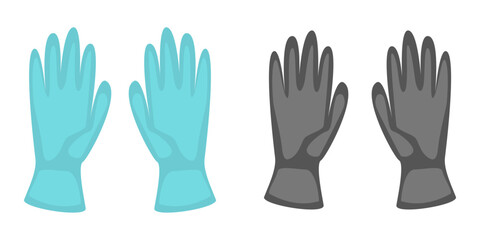 Medical Gloves Icon Collection – Flat Design Vector Illustration on White Background. Protective handwear symbol set suitable for healthcare, hospital, clinic, hygiene, and safety.