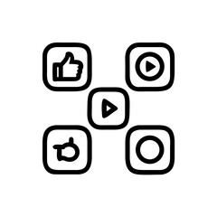 Illustration of social media icons arranged in a cross