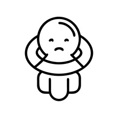 Sad person with hands on head in simple line drawing