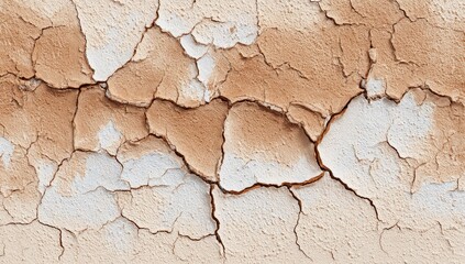 Cracked, weathered beige paint on a surface