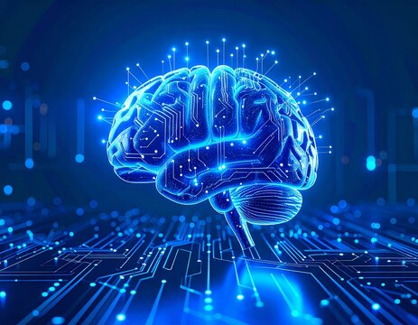 human brain with binary code
