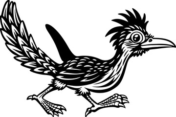 Fototapeta premium Bold vector art of a running roadrunner bird. This cartoon chaparral bird is a powerful mascot, symbolizing swiftness and desert spirit.