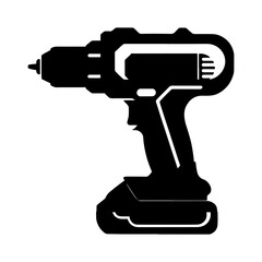 Black cordless drill silhouette tool power tool