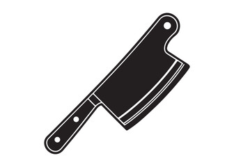 Meat Cleaver Vector Illustration of Butcher Knife Isolated on White Background.