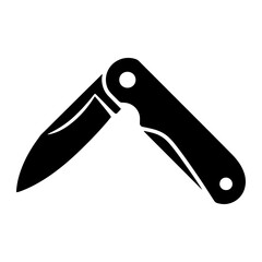 Black folding knife icon pocket knife blade