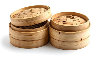 Two Bamboo Steaming Baskets
