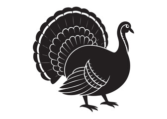 Turkey Silhouette Vector Illustration Isolated on White Background.