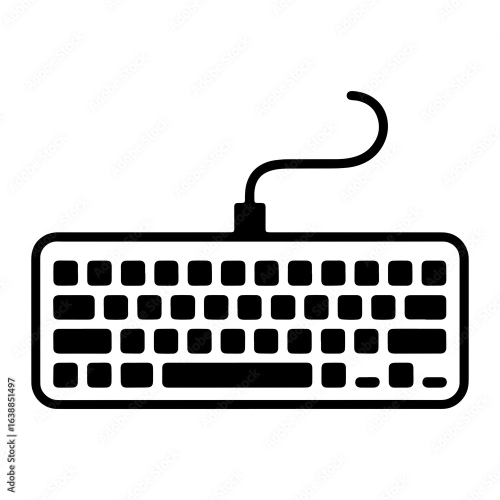Poster black keyboard with curved cord computer accessory