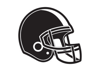 Silhouette of American Football Helmet Vector Sports Equipment Icon.