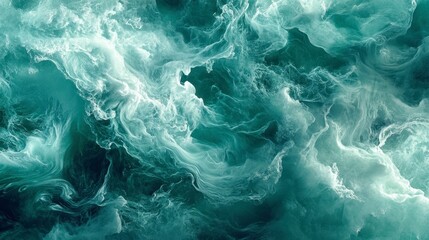 Obraz premium Ethereal Swirling Ocean Waves in Deep Teal and Aqua Tones
