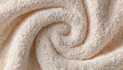 Cream-colored towel in a spiral curl