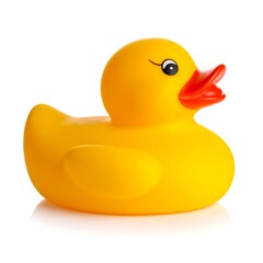 Yellow rubber duck toy isolated on white background (1)