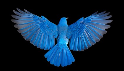 Blue bird in flight, back view