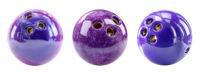 Vibrant Purple Bowling Balls on White Background for Sport Photography