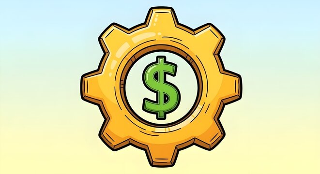 Dollar sign with golden gear