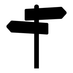 Black silhouette directional signpost arrow white