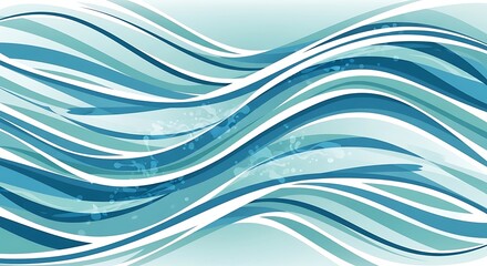 Obraz premium Abstract Blue Wave Pattern with White Highlights and Subtle Water Splashes