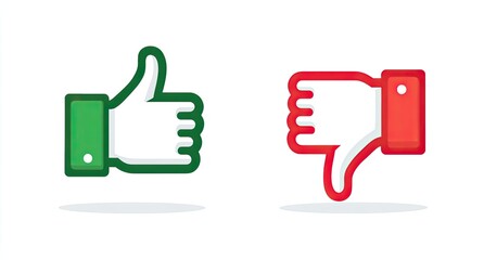 Thumbs up and down icons, signifying approval and disapproval