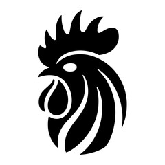 Stylized Black Rooster Head Silhouette chicken bird