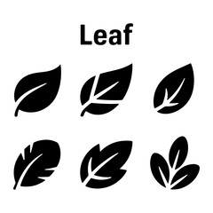 Fototapeta premium Various Black Leaf Silhouettes leaves plant