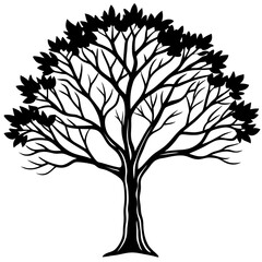 Obraz premium Minimalist Tree Vector Black Silhouette Nature Illustration