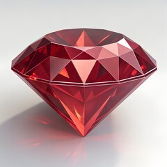 Brilliant Red Diamond Gemstone on White Background	