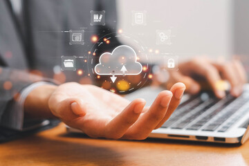 The concept of cloud file storage and backup, Cloud based file storage and secure data backup...