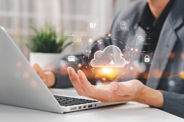 The concept of cloud file storage and backup, Cloud based file storage and secure data backup...