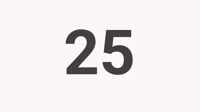 30 second countdown timer animation from 30 seconds to 0 second with white background, 4K video