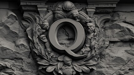 Ornate Architectural Detail Featuring a Carved Letter Q in Relief