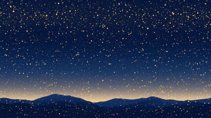 Fototapeta premium Starry Night Sky Over Mountains with Sparkling Stars and Horizon