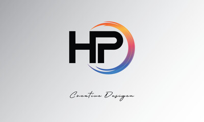 Obraz premium HP Creative Letter Logo with Gradient Circular Swirl – Modern, Colorful, and Versatile Branding Identity Design Template