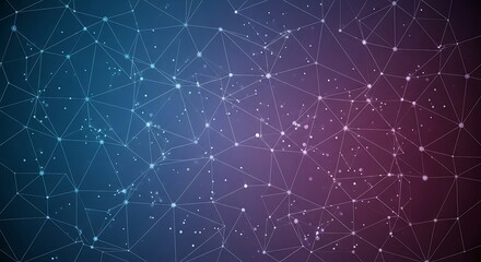 Obraz premium Abstract Network of Connected Dots and Lines with Blue to Purple Gradient Background