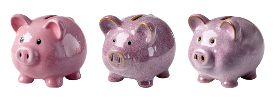Colorful Ceramic Piggy Banks in Various Shades and Designs