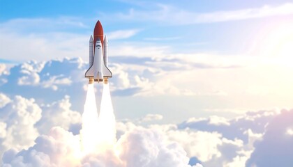 Rocket launch through clouds