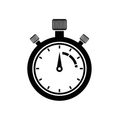 Black and white illustration of a stopwatch with a short time interval displayed.