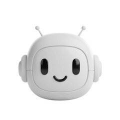 Obraz premium Adorable white robot head: Modern symbol for AI and digital assistance